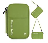 Dizdvizd Reisepass Tasche, Familie Reisepass Organizer mit RFID Blocker, Reisedokumententasche für Damen und Herren, Reisepasshülle Ausweistasche für Kreditkarten, Bordkarten, Fahrkarten, Grün