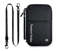 Dizdvizd Reisepass Tasche, Familie Reisepass Organizer mit RFID Blocker, Reisedokumententasche für Damen und Herren, Reisepasshülle Ausweistasche für Kreditkarten, Bordkarten, Fahrkarten, Schwarz