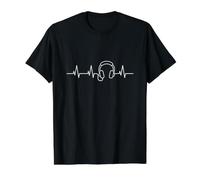 DJ Musik Herzschlag Kopfhörer DJane Disc Jockey Preisgünstiges Grafik-T-Shirt, Herren, Schwarz, S