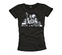 Dj Musik T-Shirt für Damen MACH LAUTER schwarz Größe S M L