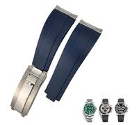 DJDLFA Metall-Uhrenarmband aus Gummi, gebogenes Ende, 20 mm, Sportarmband für Rolex Daytona GMT Watch, Yacht Master, Submariner, modischer grüner Gürtel, 20 mm, Azetat, Kein Edelstein