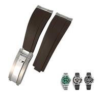 DJDLFA Metall-Uhrenarmband aus Gummi, gebogenes Ende, 20 mm, Sportarmband für Rolex Daytona GMT Watch, Yacht Master, Submariner, modischer grüner Gürtel, 21 mm, Azetat, Kein Edelstein