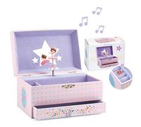DJECO Musik-Schmuckschatulle für Kinder, Schatzkisten, Ballerina-Melodie - Aufbewahrung für Halsketten, Armbänder, Ringe, Ohrringe, kleine Spielzeuge, Dekorationen, Andenken und Schmuckstücke - sicher