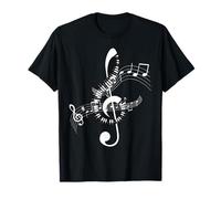 DJFoerster Design Musiknoten Musiker Notenschlüssel Noten T-Shirt, Unisex, Schwarz, S, Kurzarm, T-Shirt, Musik, Klassisch, Notenschlüssel und Noten