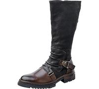 DJFOG Kniehohe Herrenstiefel, mittelalterliche Lederschuhe, Gothic-Retro-Reitstiefel mit Metallschnalle, Ritter- und Krieger-Schuhe in Mehreren Größen,Braun,45 EU