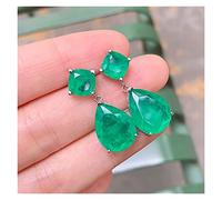 djkyu 925 Sterling Silber Paraiba Tourmalin Smaragd Edelstein Große Drop Ohrringe for Frauen Cocktail Party Fine Jewelry Giift (Gem Color : Green)