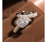 DJMJHG 2 Karat Diamant Schmuck 18K Gold Farbe Für Frauen Männer Braut Set Hochzeit De Mit Kissen Edelstein Ring 10