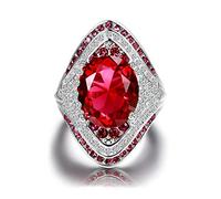 DJMJHG Echter 925 Sterling Silber Ring mit Rubinsteinen für Frauen Vintage Kristall Mode Luxus Hochzeit Schmuck 7