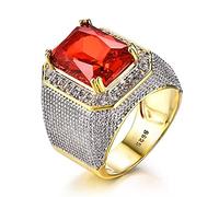 DJMJHG Luxus 100% Sterling Silber Ring mit Rechteck Rubin Edelstein Charm Silber Ring Männlicher Schmuck Party Geschenk 10