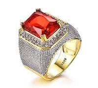 DJMJHG Luxus 100% Sterling Silber Ring mit Rechteck Rubin Edelstein Charm Silber Ring Männlicher Schmuck Party Geschenk 11
