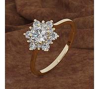 DJMJHG Luxus Ring für Frau Sterling Silber 925 Ring Party Chirstmas weibliche Geschenke 7 weiß (Goldener Ring)