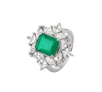 DJMJHG Luxus Smaragd Ring Frauen Silber 925 Schmuck Geometrie Edelsteine Zirkon Trendy weiblich Jubiläumsgeschenk
