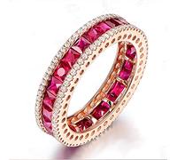 DJMJHG Runde Paar Ringe Kristall Zirkon Spinell Vintage Bandringe Für Frauen Schmuck Blau & Rot Ringe 925 Sterling Silber 6 Rubin