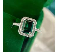 DJMJHG Vintage 925 Sterling Silber erstellt Moissanite Smaragd Edelstein Verlobungsringe für Frauen Edlen Schmuck 8