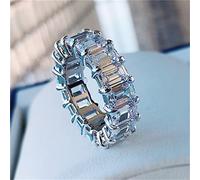 DJMJHG Zirkonia Ring Für Frauen Silber 925 Trendy Schmuck 18K Weißgold Überzogen Luxus Party Zubehör 8 3130-Weiß