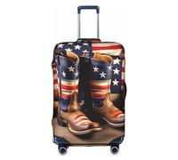DJnni Asiatische Lotu-Reisebox-Schutzhülle, Koffer-Abdeckung, Reisegepäck-Abdeckung, Koffer-Schutz, passend für 45,7 - 81,3 cm, Amerikanische Flagge mit Cowboystiefeln, XL