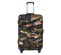 DJnni Company Schutzhülle für Traktoren, Koffer, Reisegepäck, Koffer-Schutz, passend für 45,7 - 81,3 cm, Camouflage-amerikanische Flaggen, Größe M, Camouflage-amerikanische Flaggen, M