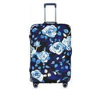 DJnni Company Schutzhülle für Traktoren, Koffer, Reisegepäck, Koffer-Schutz, passend für 45,7 - 81,3 cm, Blaue Rosen mit Blumenmuster, L