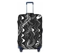 DJnni Corgi Schutzhülle für Reisekoffer, Reisegepäck, Koffer-Schutz, passend für 45,7 - 81,3 cm, Schwarz-weißes Schlangenhautmuster, M