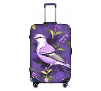 DJnni Corgi Schutzhülle für Reisekoffer, Reisegepäck, Koffer-Schutz, passend für 45,7 - 81,3 cm, Vogel in lila Lavendel Blumen, S