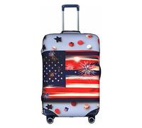 DJnni Golden Retrievers Reisebox-Schutzhülle, Koffer-Abdeckung, Reisegepäck-Abdeckung, Koffer-Schutz, passend für 45,7 - 81,3 cm, Feuerwerk Amerikanische Flagge 4. Juli, S
