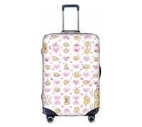 DJnni Pommeranians Cartoon-Blumen, Reisebox, Schutzhülle, Koffer-Abdeckung, Koffer-Schutz, passend für 45,7 - 81,3 cm, Zwergspitz, Cartoon-Blumen, XL