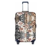 DJnni Pommeranians Cartoon-Blumen, Reisebox, Schutzhülle, Koffer-Abdeckung, Koffer-Schutz, passend für 45,7 - 81,3 cm, Pink Flower Leopard, S