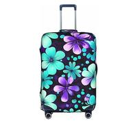 DJnni Rotwein-Reisebox-Schutzhülle, Kofferabdeckung, Reisegepäckabdeckung, Koffer-Schutz, passend für 45,7 - 81,3 cm, Violette und blaugrüne Blumen, XL