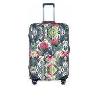 DJnni Rotwein-Reisebox-Schutzhülle, Kofferabdeckung, Reisegepäckabdeckung, Koffer-Schutz, passend für 45,7 - 81,3 cm, Rote Blumen, L