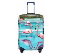 DJnni Schutzhülle für Reisekoffer, Koffer, Reisegepäck, Koffer-Schutz, passend für 45,7 - 81,3 cm, Goldfarben / Schwarz, Flamingo und Schwimmbad, XL