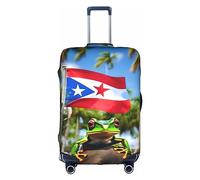 DJnni Schutzhülle für Reisekoffer, Reisegepäck, Koffer-Schutz, passend für 45,7 - 81,3 cm, Puerto Rico Flaggen Frosch Palmen, M
