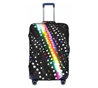 DJnni Sharks nautische Reisebox Schutzhülle, Kofferabdeckung, Reisegepäckabdeckung, Koffer-Schutz, passend für 45,7 - 81,3 cm, Glitzer-Regenbogen-Punkt-Streifen, Schwarz und Weiß, L