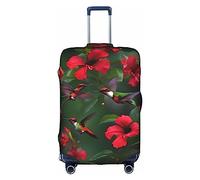 DJnni Sharks nautische Reisebox Schutzhülle, Kofferabdeckung, Reisegepäckabdeckung, Koffer-Schutz, passend für 45,7 - 81,3 cm, Kolibri, rote Blume, Hibiskus, M