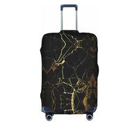 DJnni Sonnenblumen auf Holz-Reisebox, Schutzhülle, Koffer-Abdeckung, Reisegepäck-Abdeckung, Koffer-Schutz, passend für 45,7 - 81,3 cm, Stilvolle Goldmarmorier-Textur, S