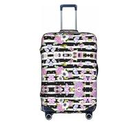 DJnni Sonnenblumen auf Holz-Reisebox, Schutzhülle, Koffer-Abdeckung, Reisegepäck-Abdeckung, Koffer-Schutz, passend für 45,7 - 81,3 cm, Gestreifte Blumen und Schmetterlinge, XL