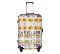 DJnni Sonnenblumen auf Holz-Reisebox, Schutzhülle, Koffer-Abdeckung, Reisegepäck-Abdeckung, Koffer-Schutz, passend für 45,7 - 81,3 cm, Sonnenblumen auf Holz, M