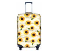 DJnni Strukturierte blaue Reisebox-Schutzhülle, Koffer-Abdeckung, Reisegepäck-Abdeckung, Koffer-Schutz, passend für 45,7 - 81,3 cm, Sonnenblumenmuster, L