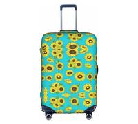 DJnni Strukturierte blaue Reisebox-Schutzhülle, Koffer-Abdeckung, Reisegepäck-Abdeckung, Koffer-Schutz, passend für 45,7 - 81,3 cm, Sonnenblumenmuster, XL