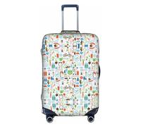 DJnni Strukturierte blaue Reisebox-Schutzhülle, Koffer-Abdeckung, Reisegepäck-Abdeckung, Koffer-Schutz, passend für 45,7 - 81,3 cm, The Nature Wildlands Activities Pattern, L