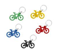 Djois - Passender Schlüsselanhänger - Fahrradform - flache Chromringe - 5 Schlüsselanhänger - recycelter Acryl-Kunststoff - Blau, Grün, Gelb, Rot, Schwarz - Hergestellt in den Niederlanden, sortiert,
