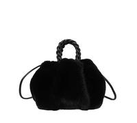 DJSKLDF Puffer Tote Bag Damentaschen Winterhandtasche Flauschige Tragetaschen Gewebter Tragegriff Kleine Mini-Umhängetaschen(Black)