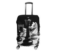 DJUETRUI Gepäckabdeckung, schwarz und weiß, elastisch, kratzfest, Reisekoffer-Schutz, waschbar, staubdicht, passend für 45,7 - 81,3 cm große Gepäckstücke, Schwarz-Weiß-Schach, XL