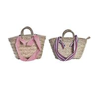 DKD Home Decor Natürliche Strandtasche Rot Beige Polyester Granat (42 x 25 x 22 cm) (2 Stück), Erwachsene Unisex, Mehrfarbig (Mehrfarbig), Einheitsgröße