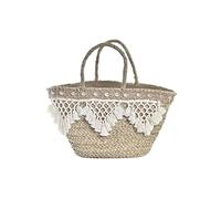 DKD Home Decor Strandtasche Natural Polyester (56 x 27 x 30 cm), Erwachsene, Unisex, Weiß (weiß), Einheitsgröße