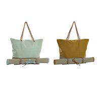 DKD Home Decor Strandtasche Natural Polyester Baumwolle Senf (51 x 14 x 39 cm) (2 Stück), Erwachsene Unisex, Grün (Grün), Einheitsgröße