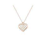 Dkeniz Anhänger mit Kette Herz 925/- Sterling Silber vergoldet rot Zirkonia Weiß Einheitsgröße