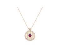 Dkeniz Anhänger mit Kette Herz 925/- Sterling Silber vergoldet rot Zirkonia Weiß Einheitsgröße