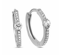 Dkeniz Damen Creolen 925/- Sterling Silber 2 cm glänzend Zirkonia Silber 145230018