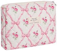 Dkieuyu Make-up-Tasche mit Blumenmuster, niedliche Make-up-Tasche, Baumwolle, gesteppt, Make-up-Tasche, Reise-Make-up-Tasche, große Kulturbeutel, Make-up-Tasche, Organizer für Damen und Mädchen, 2