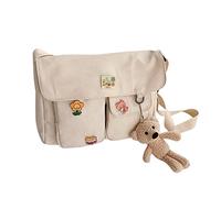 DKIIL NOIYB Kawaii Umhängetasche aus Segeltuch mit Kawaii-Nadeln und Bären-Anhänger für Mädchen, lässige Kawaii-Crossbody-Tasche, mehrere Taschen, Schultertasche, Kuriertasche für Schule, Teenager,